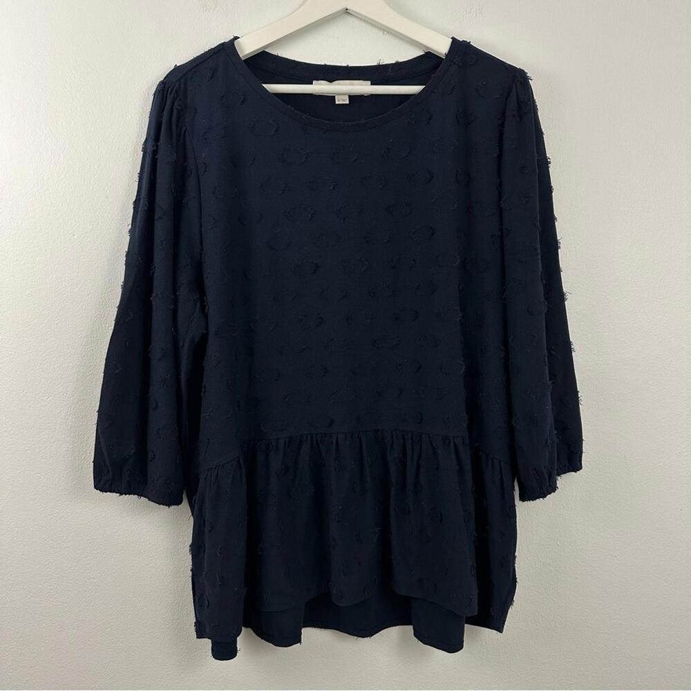 LOFT Navy Peplum Blouse Women's Size XL